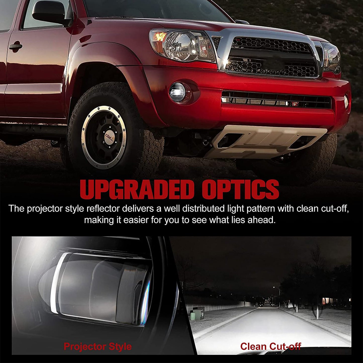 Fieryred LED Fog Light, Compatible w/ Tacoma, Tundra, & Solara, Bumper Placement