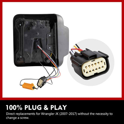 FieryRed Red LED Brake Reverse Running Tail Lights for Jeep Wrangler (2 Pack)