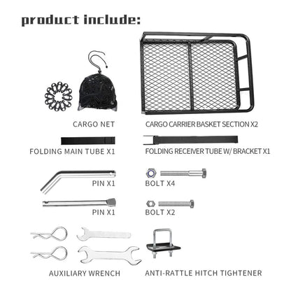 Fieryred Folding Steel Mesh Cargo Carrier Luggage Basket with 500 Pound Capacity