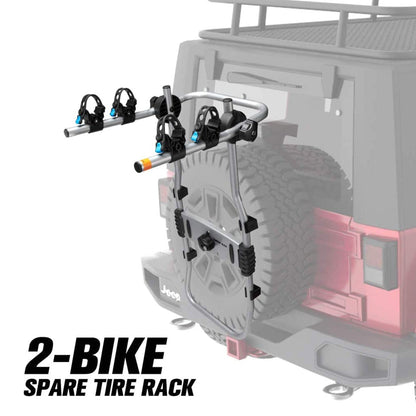 Fieryred 2 Bike Adjustable Bolt On Spare Tire Rack with 75 Pound Capacity, Black