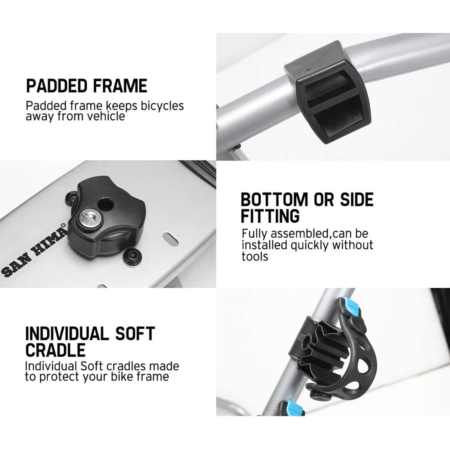 Fieryred 2 Bike Adjustable Bolt On Spare Tire Rack with 75 Pound Capacity, Black