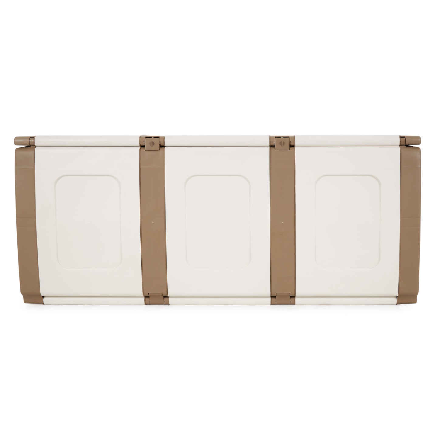 Homeplast Bold 79 Gallon Plastic Storage Trunk Resin Deck Box, Beige/White