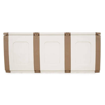Homeplast Bold 79 Gallon Plastic Storage Trunk Resin Deck Box, Beige/White