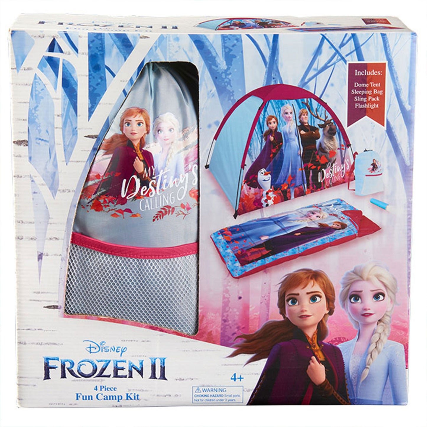 Exxel Outdoors Disney Frozen 2 Kids 4 Piece Camping Set with Tent & Sleeping Bag
