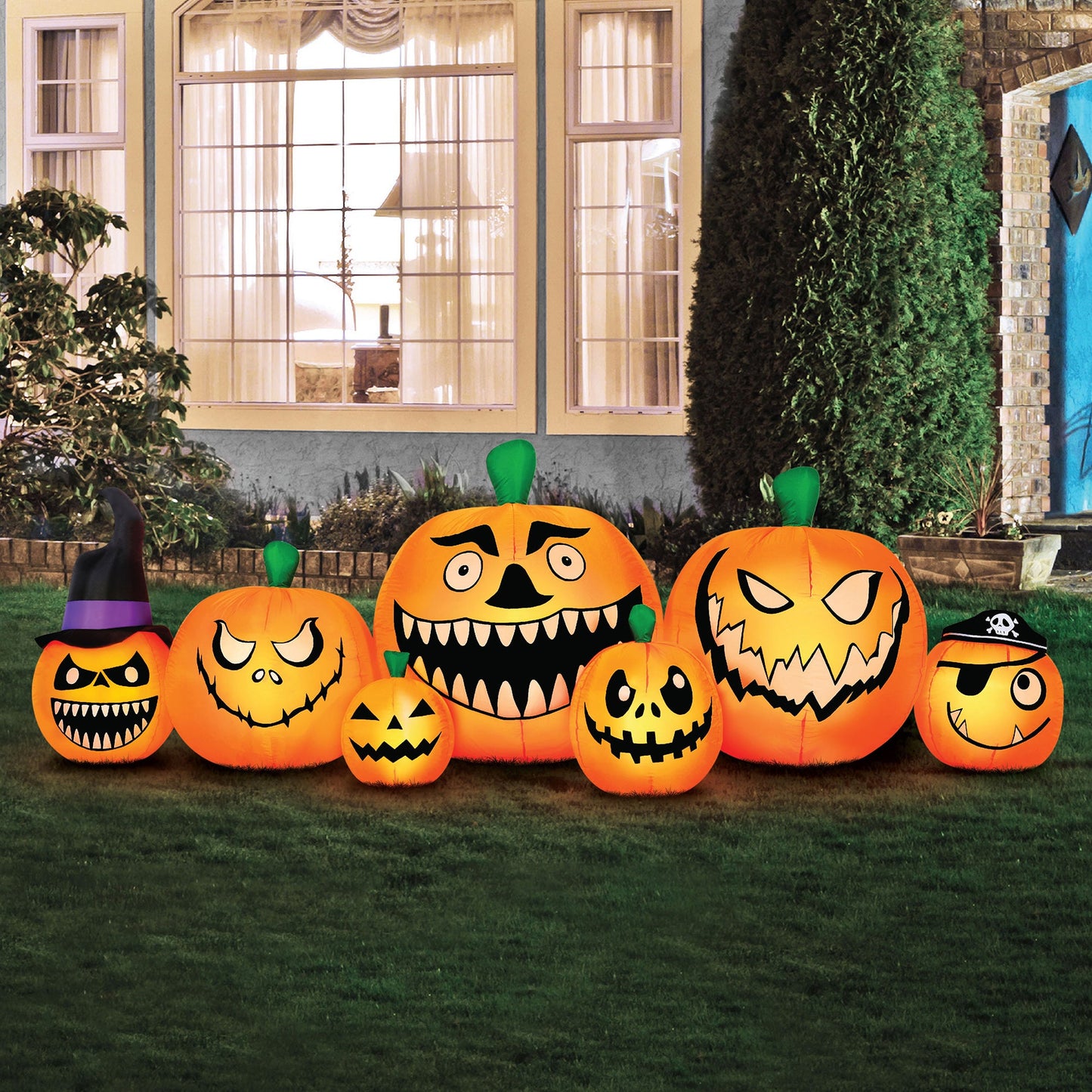 Occasions 8 Foot Inflatable Pre Lit Pumpkin Patch Halloween Yard Decoration
