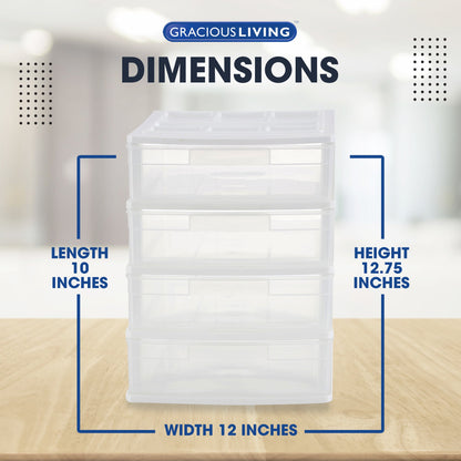Gracious Living 4 Drawer Desktop Countertop Storage with Organizer Lid (4 Pack)