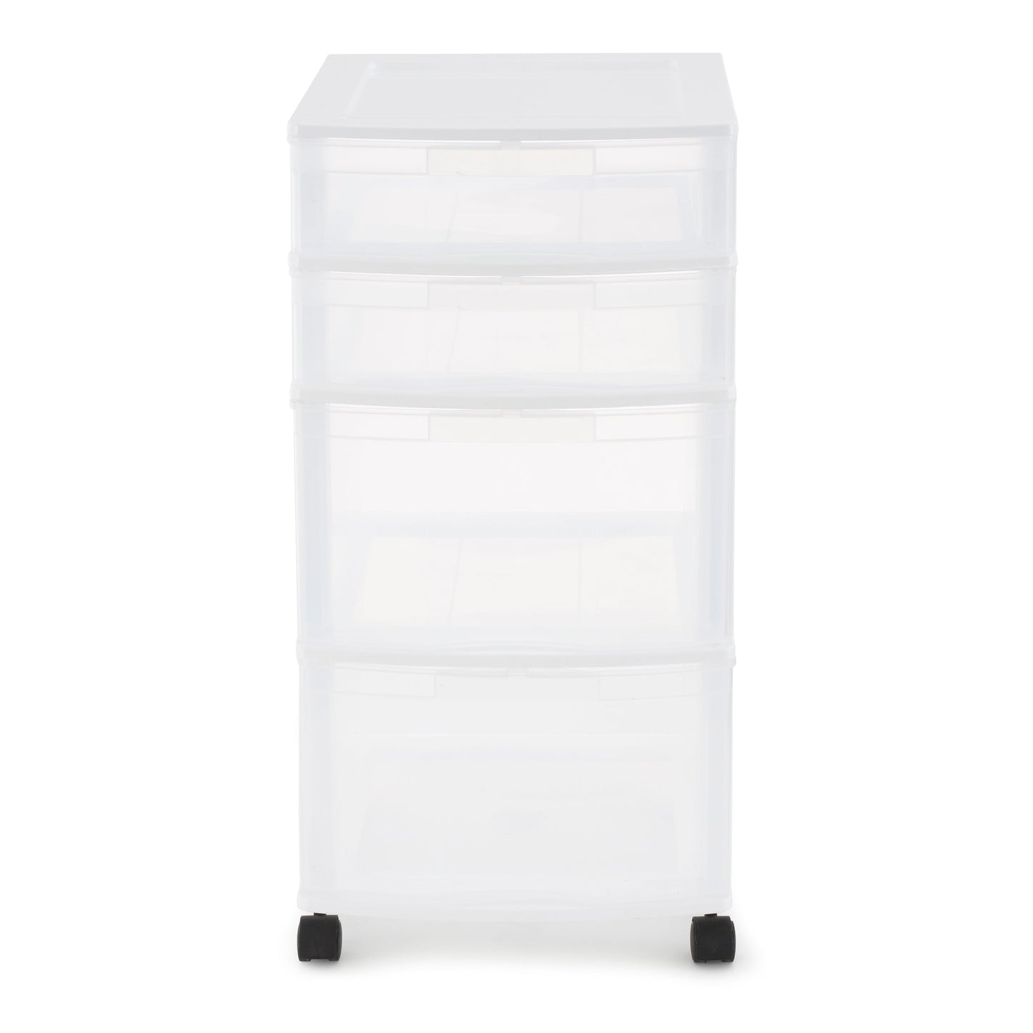 Gracious Living Resin Clear 4 Drawer Storage Chest System with Casters, White