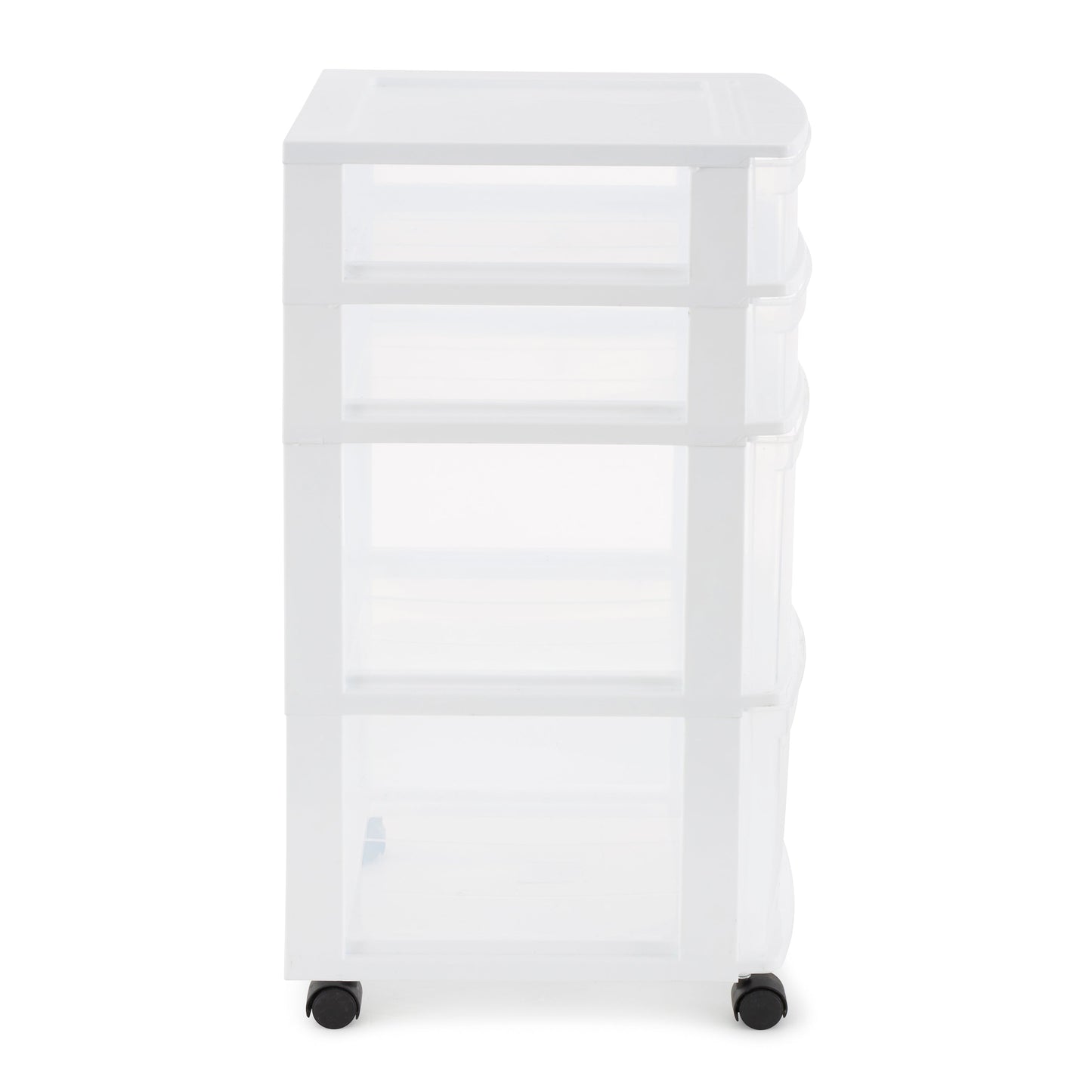 Gracious Living Resin Clear 4 Drawer Storage Chest System with Casters, White