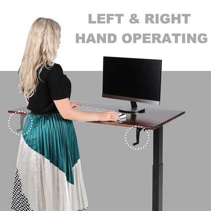 SDADI Adjustable Height Steel Frame Standing Desk, Crank Adjust, Black/Teak