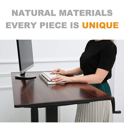 SDADI Adjustable Height Steel Frame Standing Desk, Crank Adjust, Black/Teak