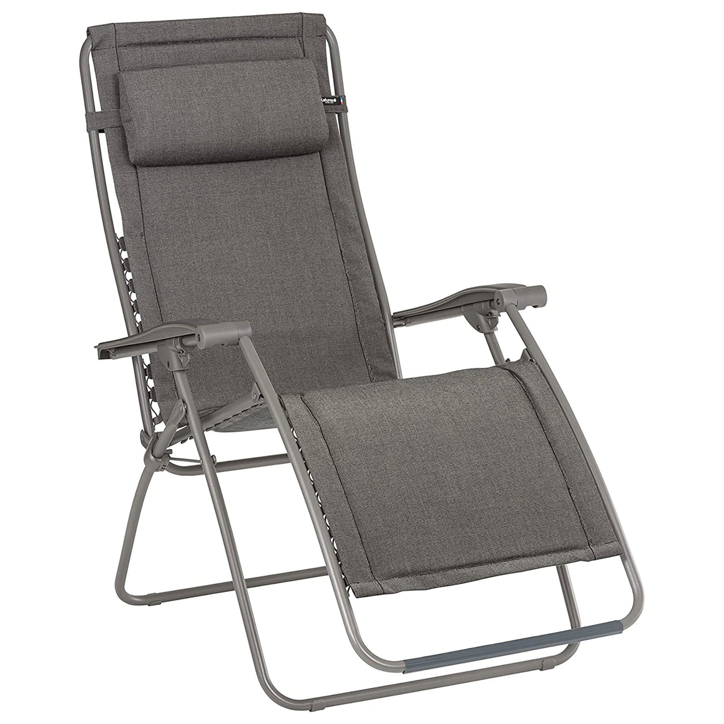 Lafuma RSX Clip Sunbrella Outdoor Steel Folding Patio Lawn Recliner Chair, Slate