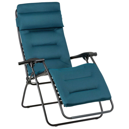 Lafuma Futura Air Comfort Padded Folding Patio Lawn Recliner Chair, Coral Blue