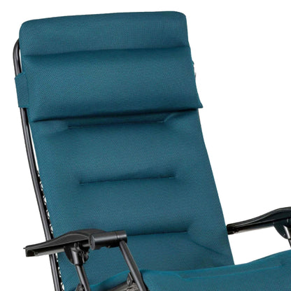 Lafuma Futura Air Comfort Padded Folding Patio Lawn Recliner Chair, Coral Blue