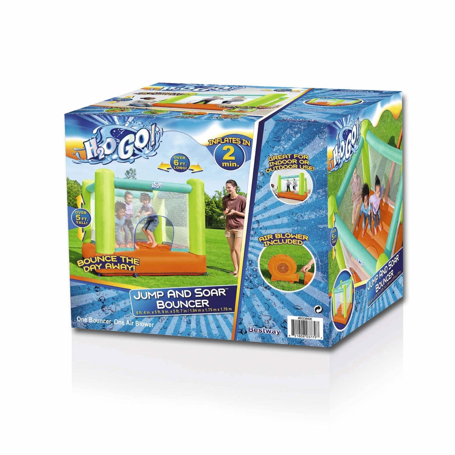 Bestway Jump And Soar Outdoor Indoor Inflatable Bounce House with Air Pump & Bag