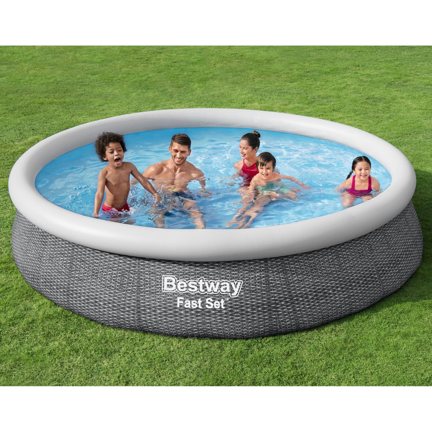 Bestway Fast Set 12'x30" Round Inflatable Outdoor Above Ground Swimming Pool Set