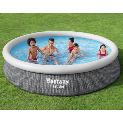 Bestway Fast Set 12'x30" Round Inflatable Outdoor Above Ground Swimming Pool Set
