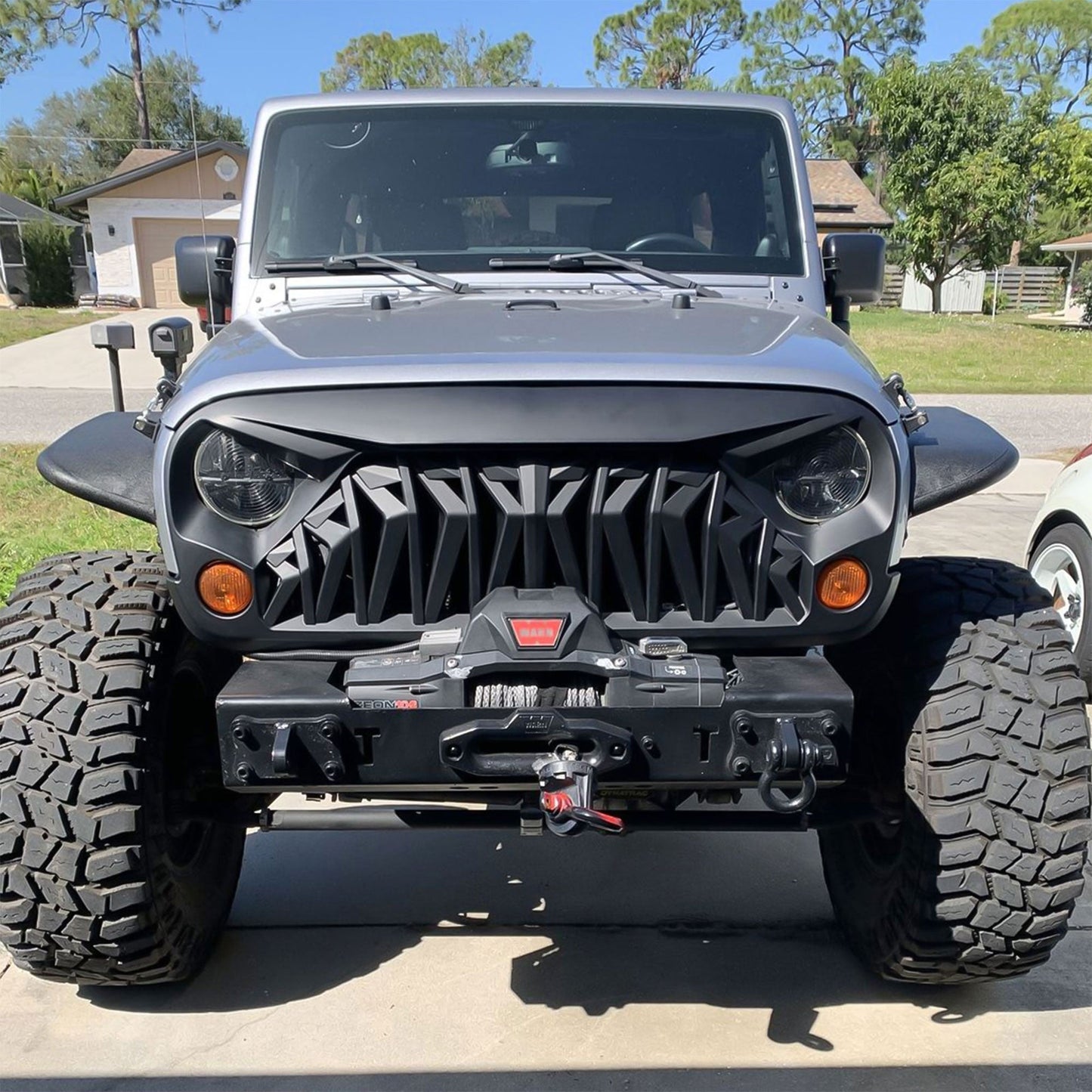 American Modified Front Shark Grille for 2007 to 2018 Jeep Models, Matte Black