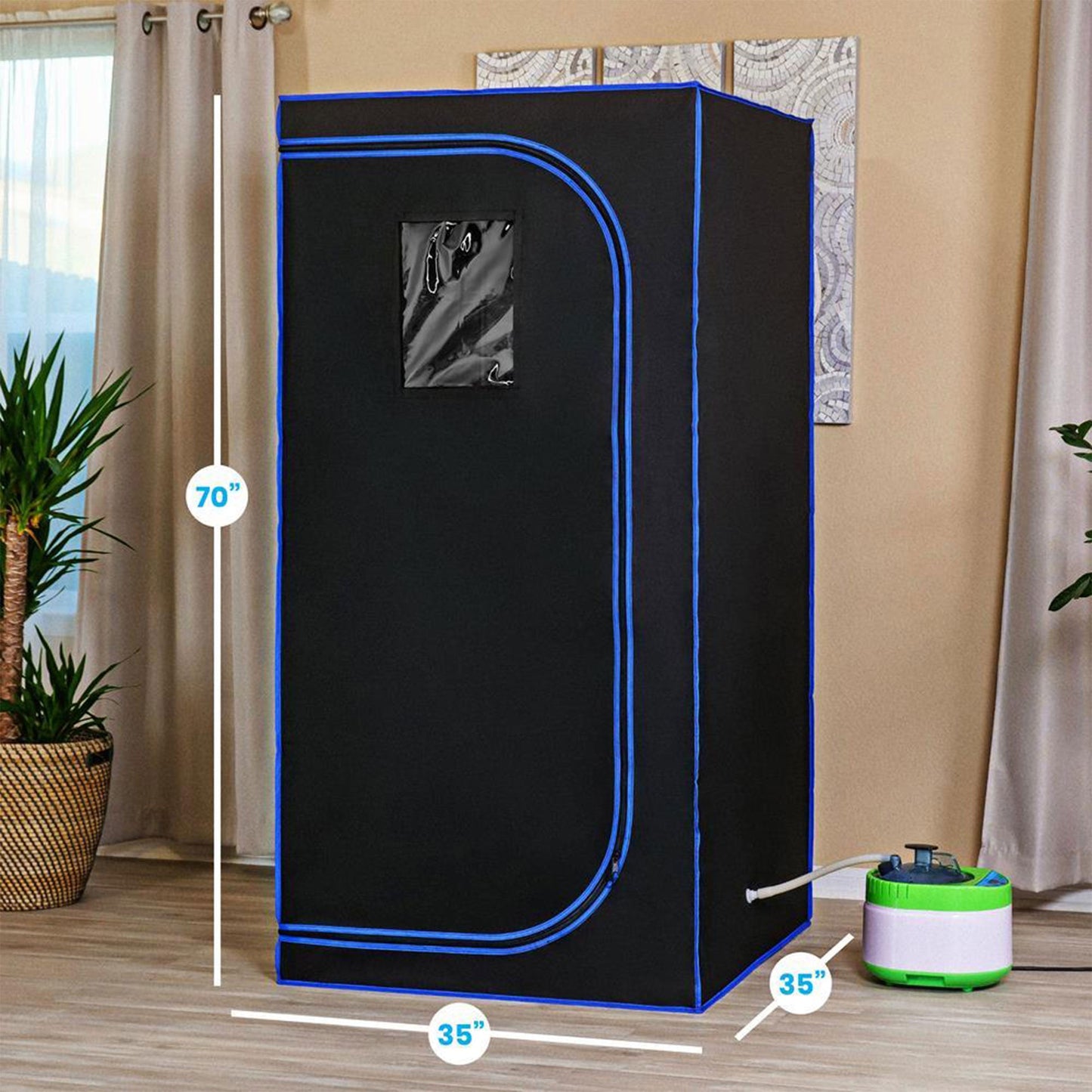 SereneLife Portable Full Size Personal Home Spa Steam Sauna with Remote, Black