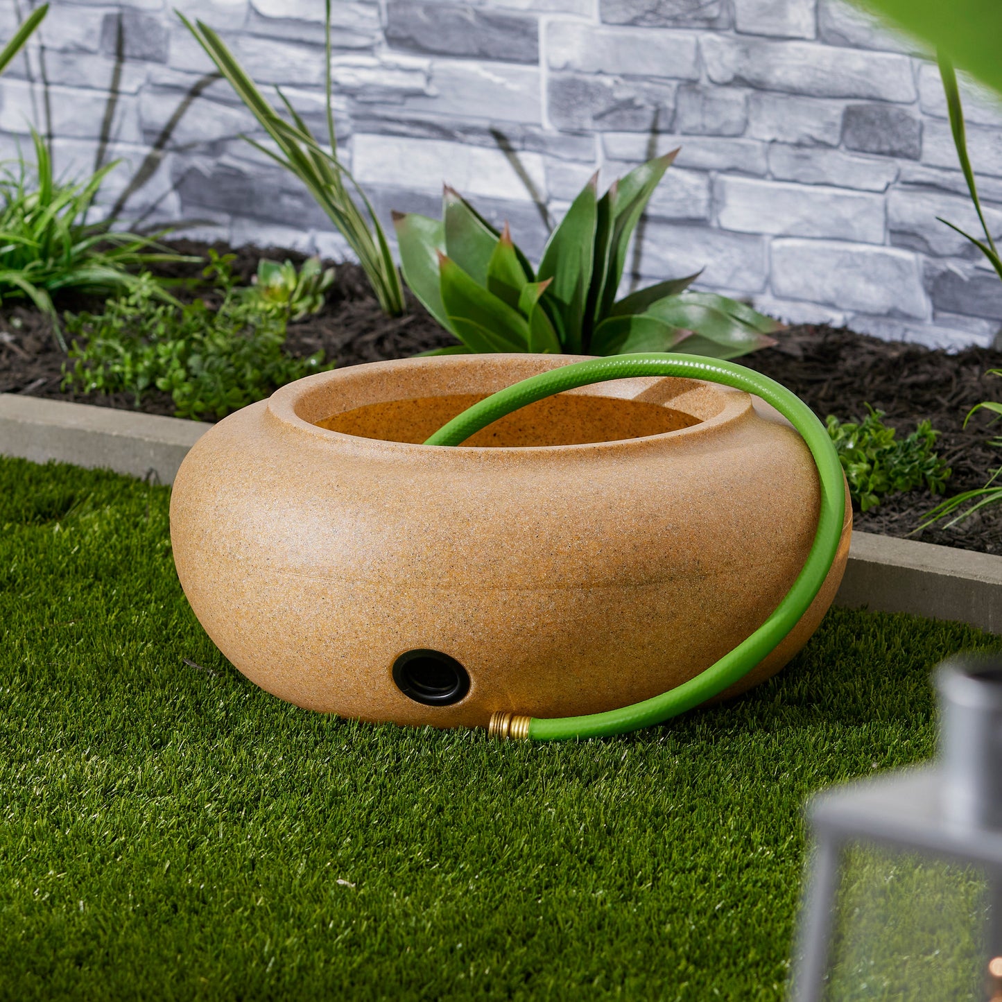 HC Companies 21 In Decorative Plastic Outdoor Garden Hose Storage Pot, Orange