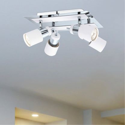 Eglo Davida 9 Inch 4 Light Semi Flush Mount Ceiling Light, Chrome and White