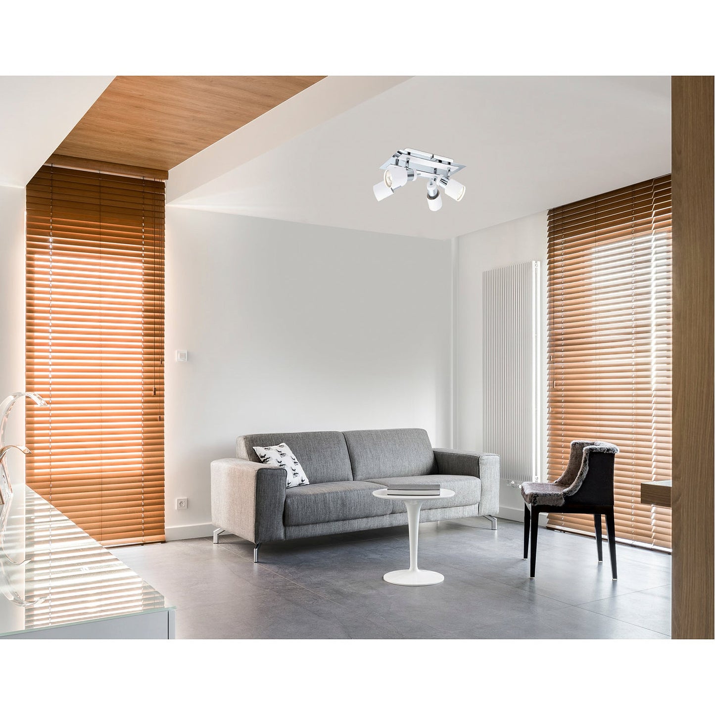 Eglo Davida 9 Inch 4 Light Semi Flush Mount Ceiling Light, Chrome and White