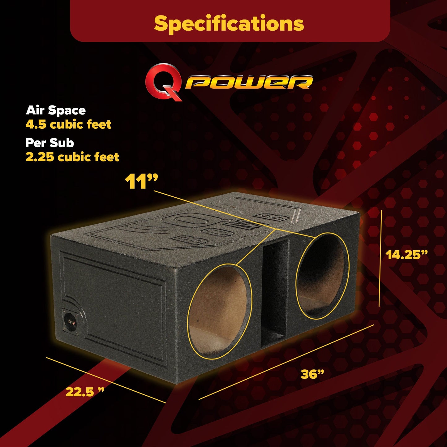 QPower QBOMB12VL Dual 12 Inch Vented Ported Car Subwoofer Sub Box Enclosure