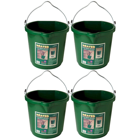 Farm Innovators Oversized 5 Gallon Plastic Flat Heated Bucket, 120 Watt (4 Pack)