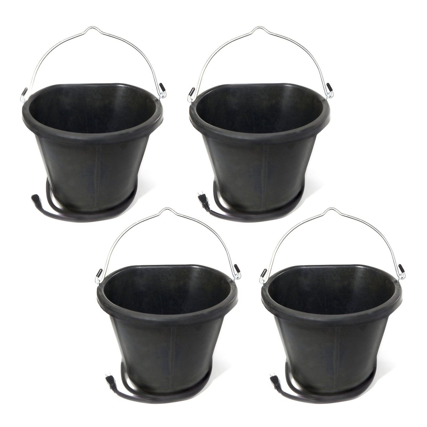 Farm Innovators 18 Qt Rubber Flat Back Heated Bucket w/ Guard, 90 Watt (4 Pack)