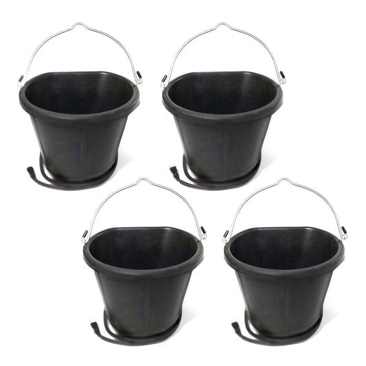 Farm Innovators 18 Qt Rubber Flat Back Heated Bucket w/ Guard, 90 Watt (4 Pack)