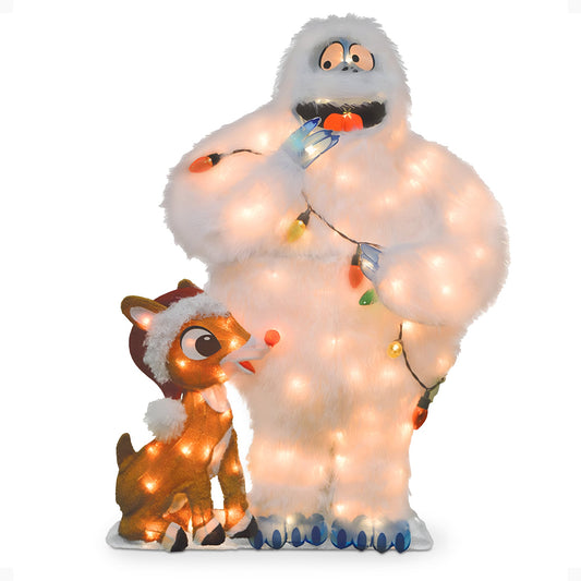 ProductWorks 32" Rudolph & Bumble Pre-Lit Christmas Yard Ornament Holiday Decor