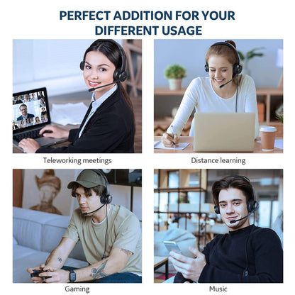 S100 Headphone with Adjustable Boom Microphone Computer PC Headset, Black