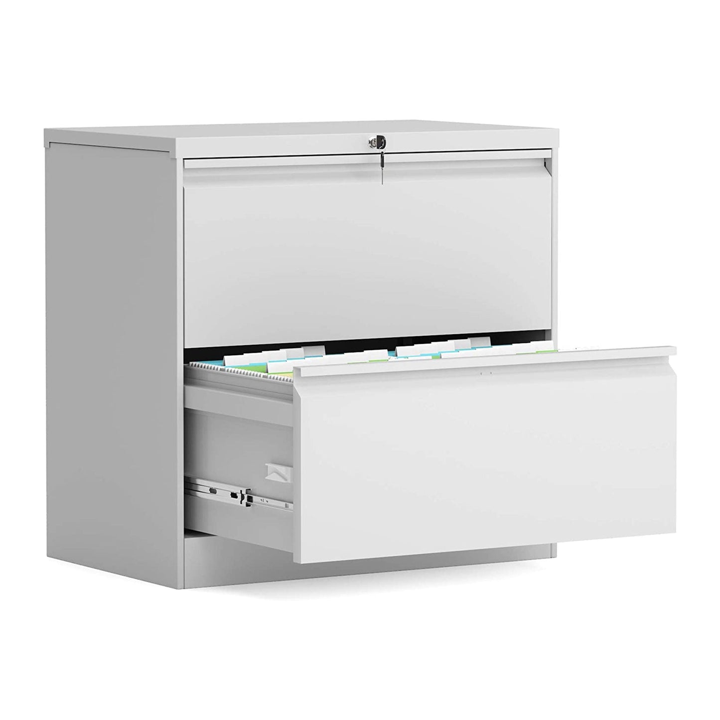 Aobabo 28.25 Inch Locking 2 Drawer Metal Office Storage Filing Cabinet, White