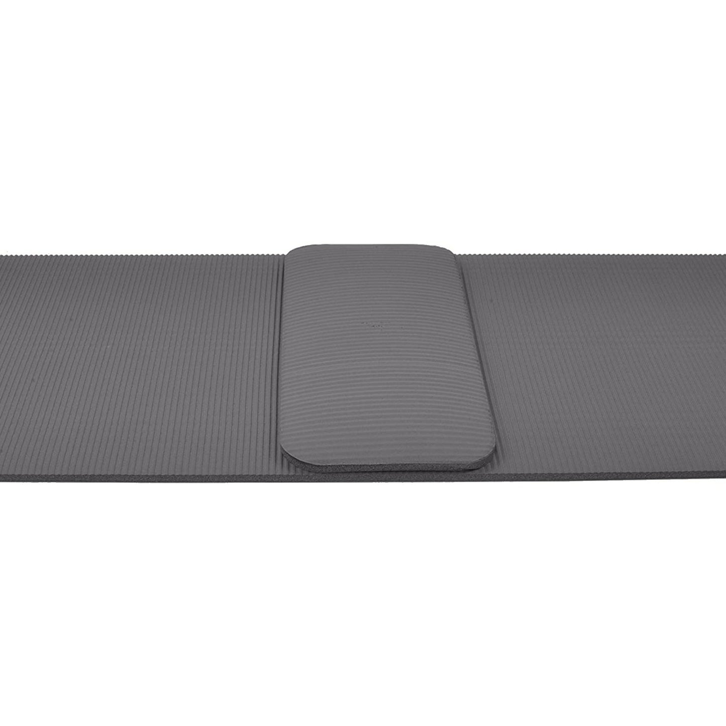 BalanceFrom Fitness GoYoga+ 71x24in Exercise Yoga Mat w/Knee Pad & Strap, Gray