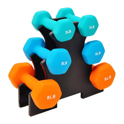 BalanceFrom Neoprene Dumbbells, 3 Pair Hand Weights Set with Stand, 32 Lb, Multi-Color