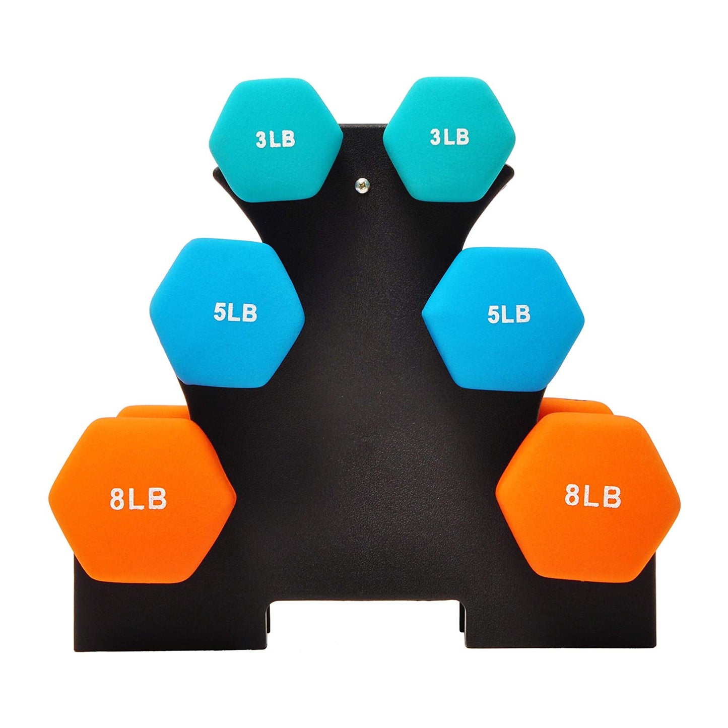 BalanceFrom Neoprene Dumbbells, 3 Pair Hand Weights Set with Stand, 32 Lb, Multi-Color