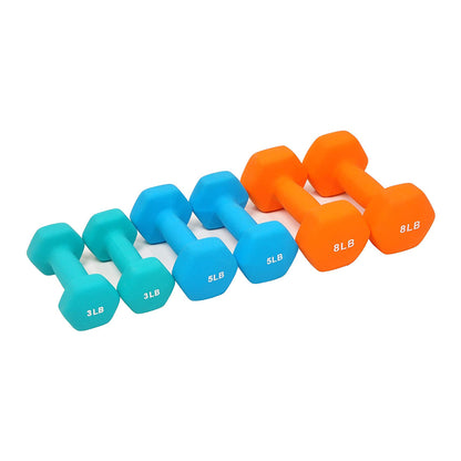 BalanceFrom Neoprene Dumbbells, 3 Pair Hand Weights Set with Stand, 32 Lb, Multi-Color