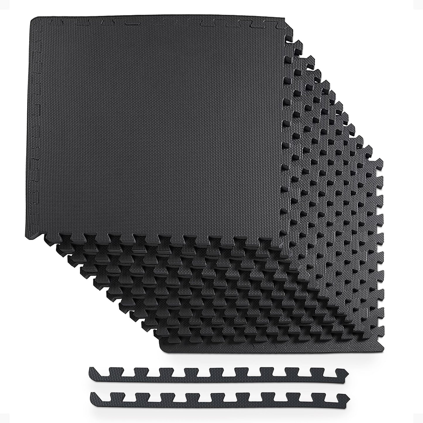BalanceFrom Fitness 48 Sq Ft Interlocking EVA Foam Exercise Mat Tiles, Black