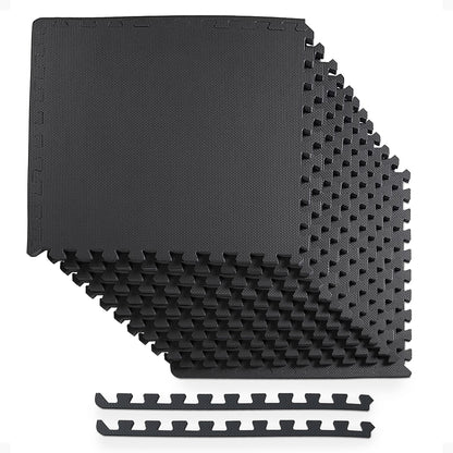 BalanceFrom Fitness 48 Sq Ft Interlocking EVA Foam Exercise Mat Tiles, Black