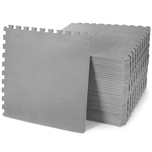 BalanceFrom Fitness 144 Sq Ft Interlocking EVA Foam Exercise Mat Tiles, Gray