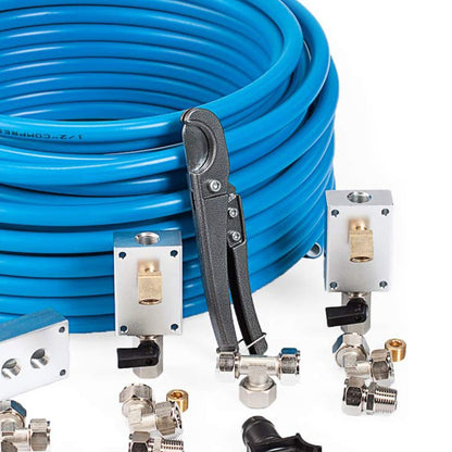 MaxLine 100 Ft 0.5 In Semi Flexible Air Tubing Kit & Pipe Mount Clips (10 Pack)