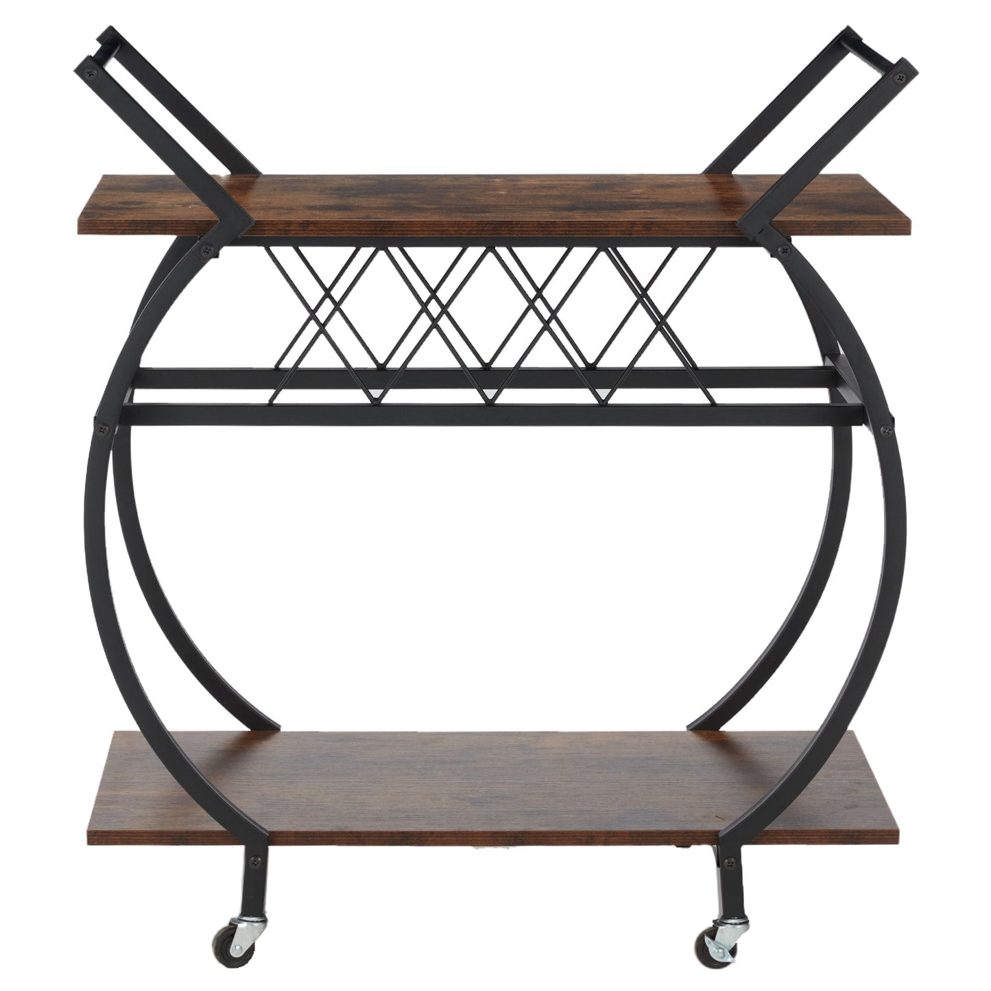 Jomeed Wood and Metal Portable Kitchen Bar or Coffee Cart with Wine Rack, Brown