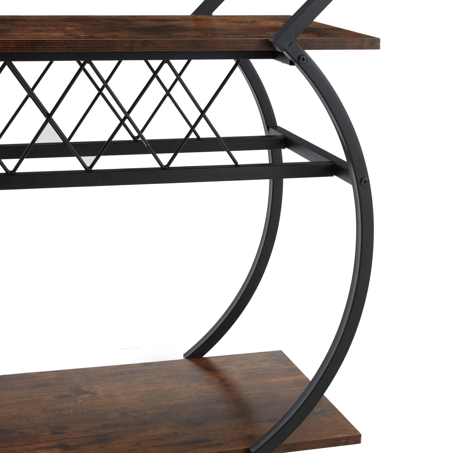 Jomeed Wood and Metal Portable Kitchen Bar or Coffee Cart with Wine Rack, Brown