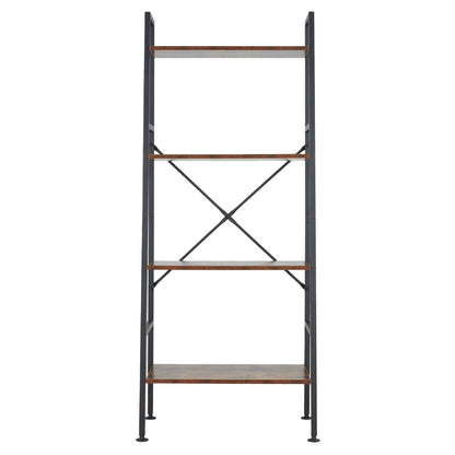 Jomeed Rustic Modern 4 Tier Wood and Steel Bookshelf Storage Organizer Shelf