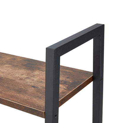 Jomeed Rustic Modern 4 Tier Wood and Steel Bookshelf Storage Organizer Shelf