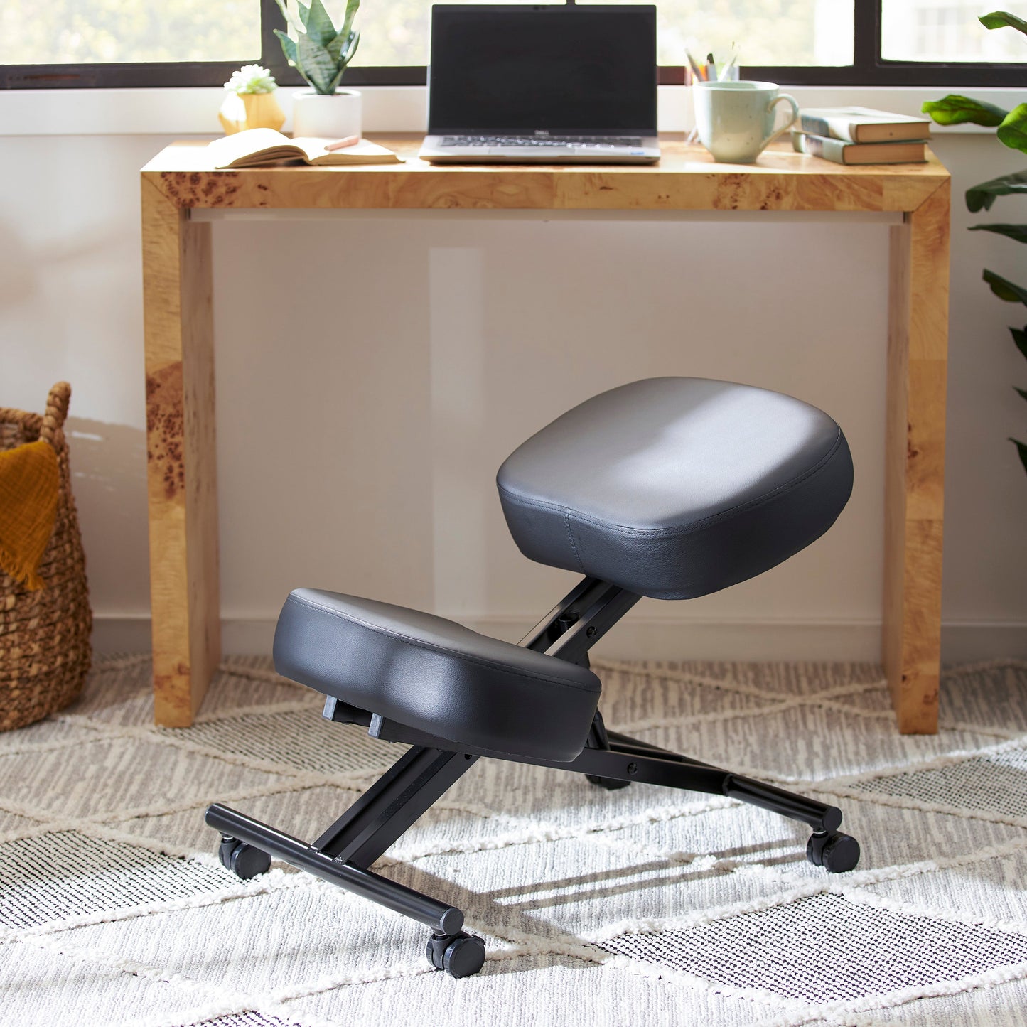 Jomeed Adjustable Ergonomic Home Office Kneeling Chair with Angled Seat, Black