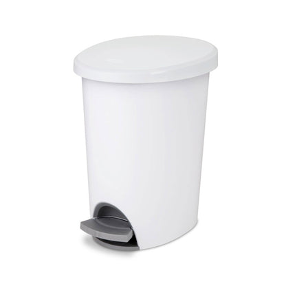 Sterilite 10818002 2.6 Gallon Ultra StepOn Wastebasket with Lid and Base, 6 Pack