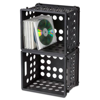 Sterilite Mini Crate, Stackable Plastic Storage Bin with Handles, Black, 24 Pack