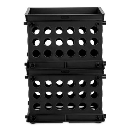 Sterilite Mini Crate, Stackable Plastic Storage Bin with Handles, Black, 24 Pack