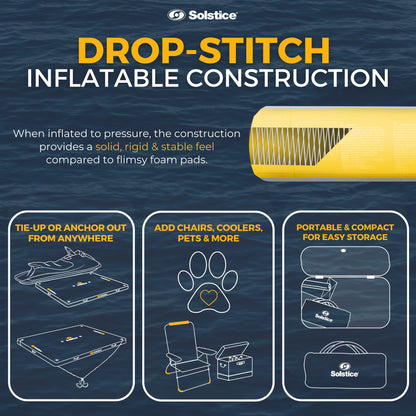 Solstice 6 x 5 ft Inflatable Floating Dock Rafting Platform w/Pump & Bag, Multi