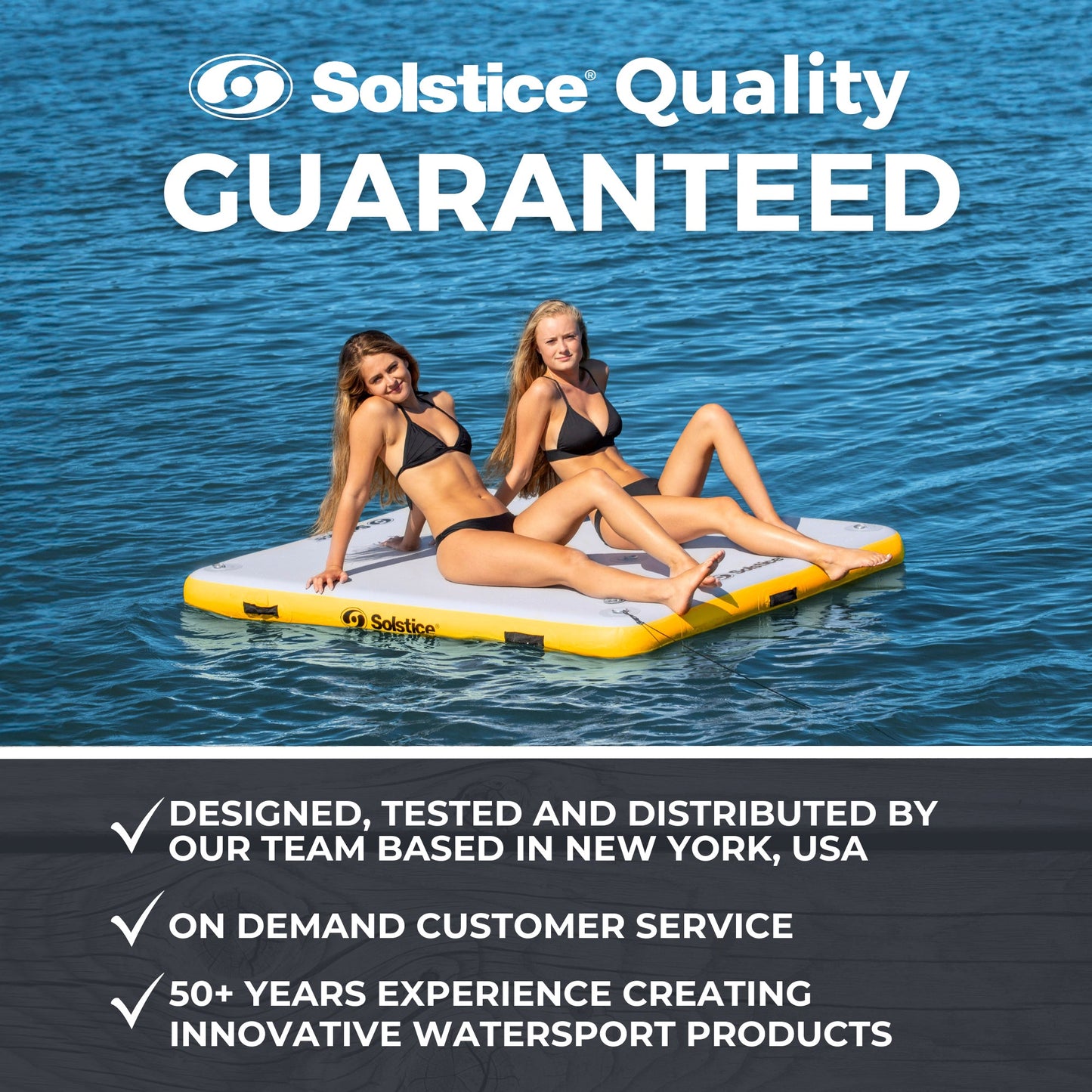 Solstice 6 x 5 ft Inflatable Floating Dock Rafting Platform w/Pump & Bag, Multi